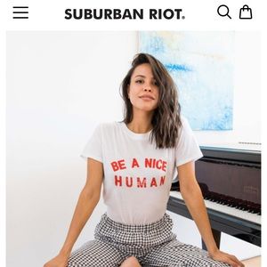 Sub urban riot white crewneck T-shirt, “be a nice human” size M, New with tag